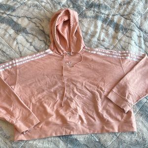 Adidas Pink Cropped Hoodie